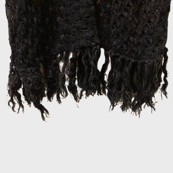Bethany Mota Black Open-Knit Fringe Hem Cardigan, Size XS/TP - Picture 4 of 9
